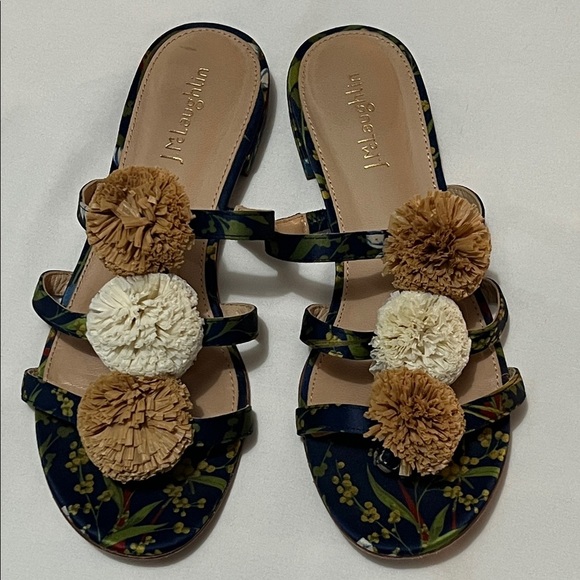 J. McLaughlin Mandy Midnight Floral Pom Pom Sandals - Picture 1 of 5